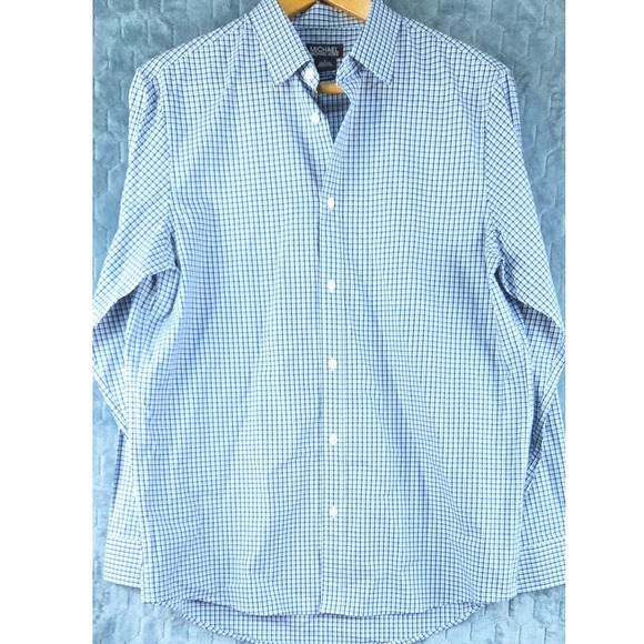 MICHAEL Michael Kors Other - Michael Michael Kors Mens Tailored Fit Button Down Shirt Blue Micro Check L
